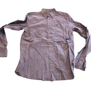 Fred Perry Mens Purple Gingham Micro Check Button Down Shirt Size M Wreath